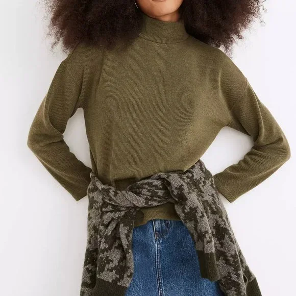 NWOT Madewell Mockneck Button-back Top - Picture 2 of 12